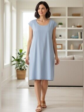 Victoria Collection Light Blue Scoop Neck Short Sleeve Shift Dress NWT Size 2XL